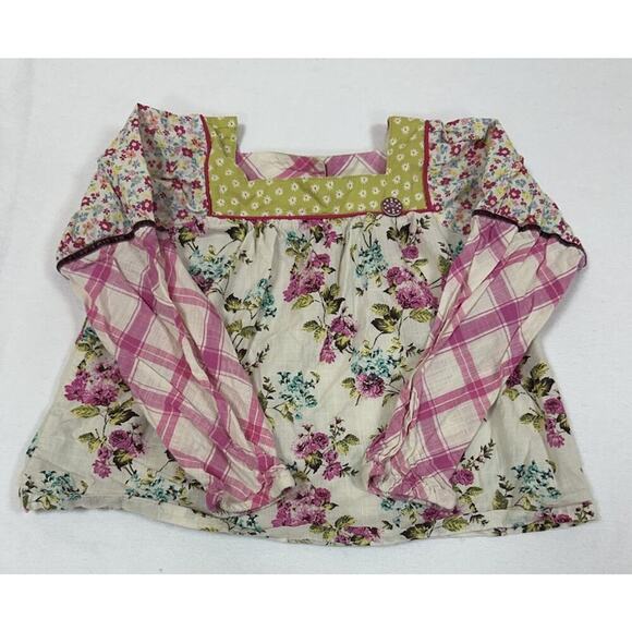 Matilda Jane Enchanted Garden Art School Mixed-Print Peasant Top Girl's 6 EUC - Picture 1 of 8